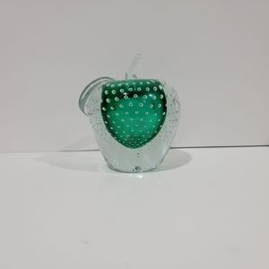 Vintage Bullicante Art Glass Green Apple Paperweight